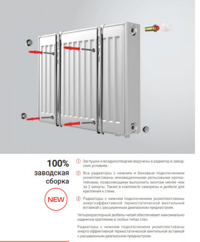 Стальной панельный радиатор Тип 21 Royal Thermo VENTIL COMPACT 21-500-1300