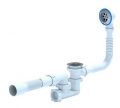 Сифон для ванны АНИ Пласт 1&quot;1/2 Е255 с выпуском и переливом,с гибкой трубой 40x50