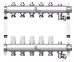Коллектор для отопления Wester 1"-3/4 в сборе на 5 выходов с 2 заглушками