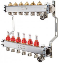 Для отопления Royal Thermo 1" ВР-3/4" НР, 12 выходов с расходомерами, нерж. (RTE 52.112)